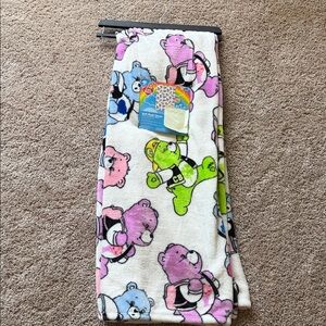 Care Bears Plush Throw Blanket - White with Pink, Blue, Green, Purple Bears